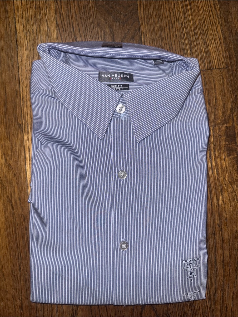 Van Heusen Blue Pinstripe Slim Fit Dress Shirt